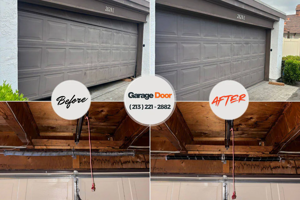Before and after: garage door repair Mishawaka, IN